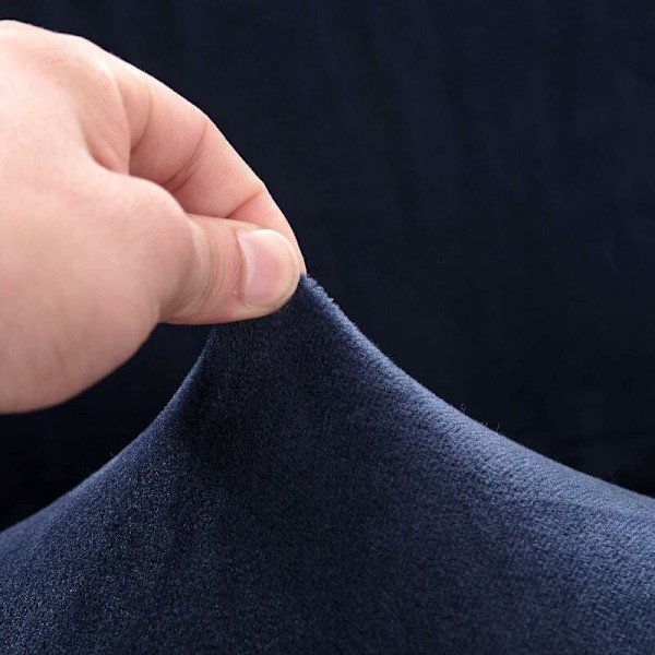 Tjocka sofföverdrag 1/2/3/4 sits Ren Färg Soffskydd Sammet Lätt Passform Elastiskt Tyg Stretch Överdrag (Blå, 2 Sits 145-185cm), Hanbing