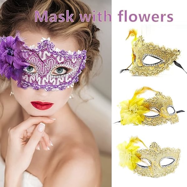 Sæt med 4 Halloween Karnevals masker Sexede Prom masker Kvinders Maskerade masker Fancy Dress Blonde masker