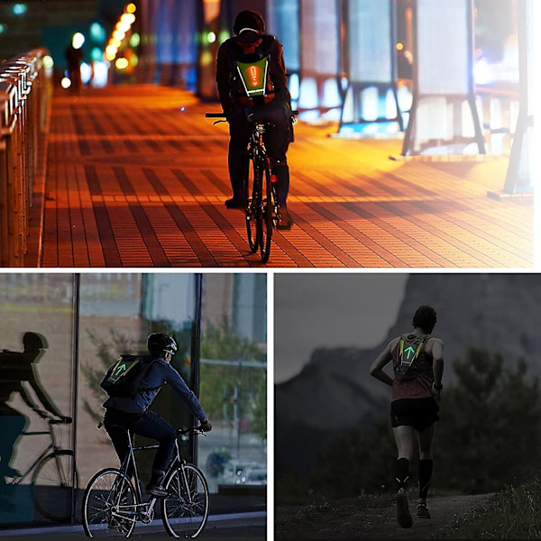 Reflekterende cykelvest, refleksrygsækclips, USB-genopladelig med LED-blinklys fjernbetjening sikkerhedsudstyr