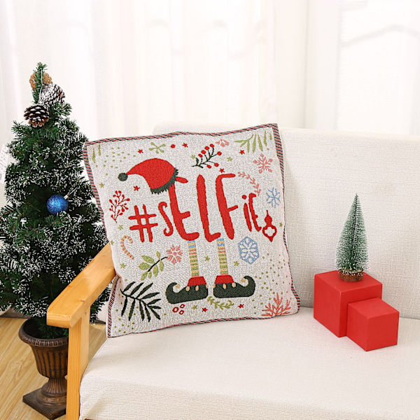 Rød juleputetrekk, sett med 1 bondegårds julepynt hjem sofa (tilfeldig mønster)