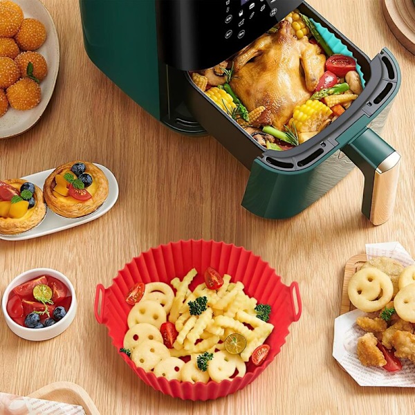 3 st silikonformar, 20 cm tillbehör för tryckluftsfritös från 3 till 5 liter, för Philips Ninja Foodi Max Cosori Moulinex Tefal Mikrovågsugn, ugn