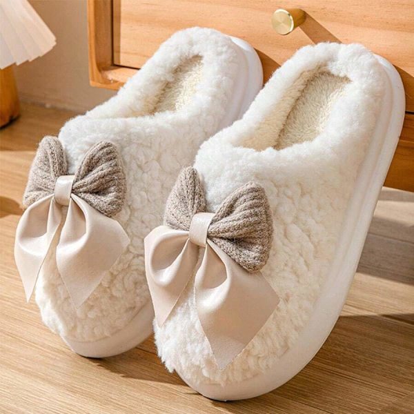 Tofflor för kvinnor vinter varma tjocksulor hushåll fluffiga söta fluffiga tofflor 24,5 cm