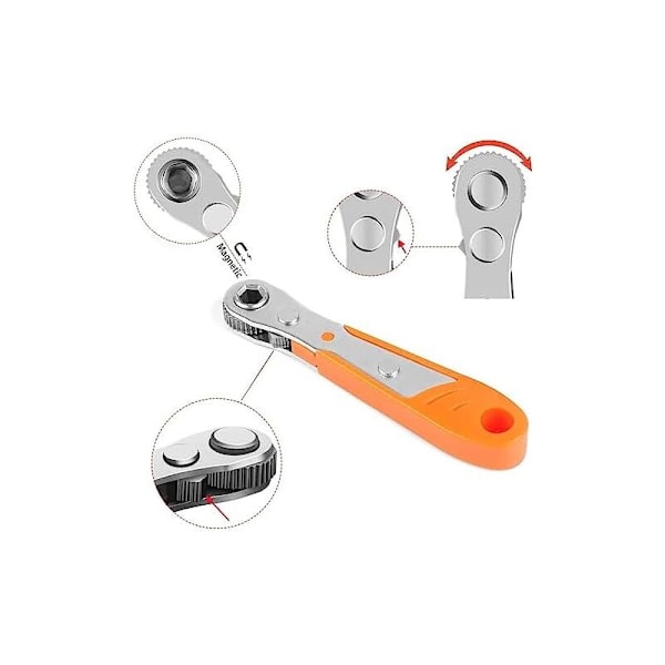 Vinkel skrutrekker, stemplet skrutrekker, skrutrekkerskrale, magnetisk skrutrekker, mini 1/4 skralle nøkkel, 1/4 skralle, multifunksjon skrutrekker, ra