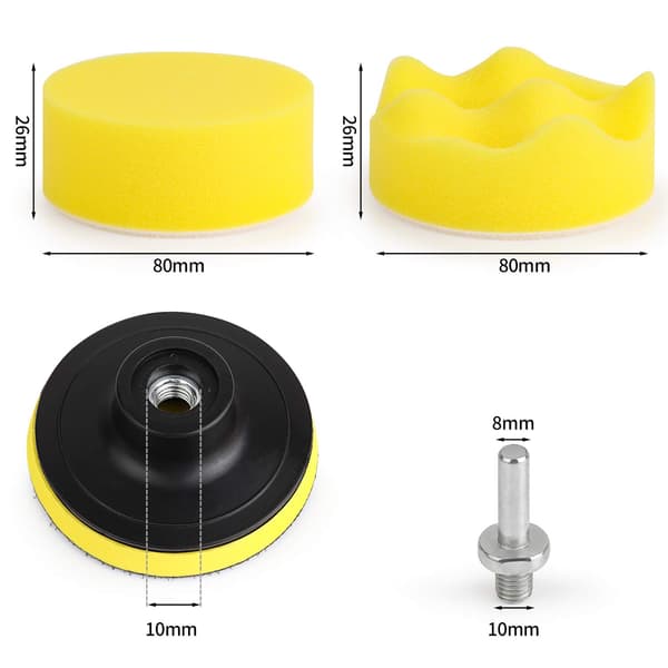 22 stk 80mm pussebuffer poleringssvamp borepoleringssett med