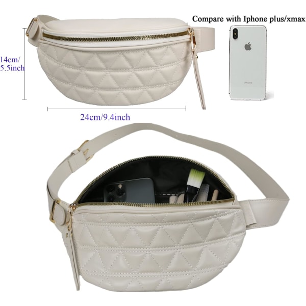 Damemote Midjeveske - Sportstrening - Reise Løping Uformell Messenger Fanny Bag (Dame Midjeveske Beige)