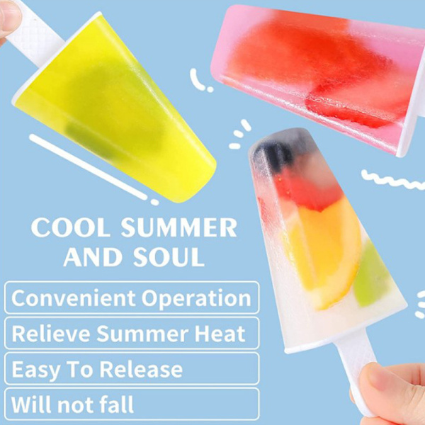 Popsicleforme, silikone-isforme, BPA-fri isform, genanvendelig isform med nem udløsning, hjemmelavet isform med silikonespalte og Cl