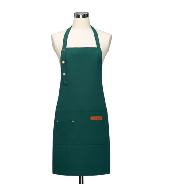 Mænds forklæde til kvinder med justerbare stropper og store lommer, lærred bomuld til madlavning køkken kokke hagesmæk forklæde Vandtæt grøn