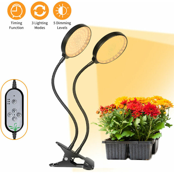 LED LEVE LA LUMIER A FULL SPECTL Fuld Spektrum Hvidt Lys 4/8/12 Timer 5 Lysstyrke Niveauer Clip Plantevækstlys til indendørs planter SUNLIK