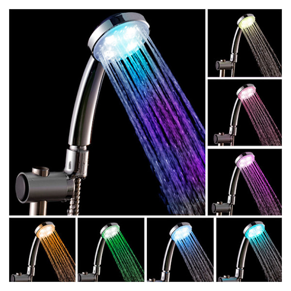 Rainbow Bather LED Duschhuvud med Ljus - Duschhuvuden för Badrum 7 Färgers LED Handhållet Duschhuvud för Nöje