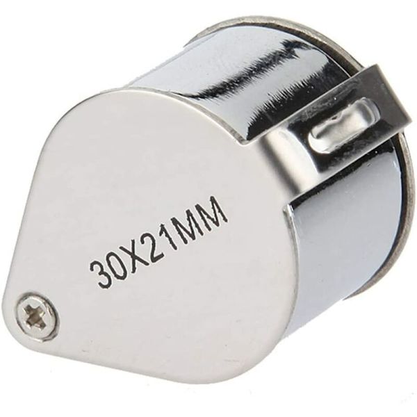Juveler Lupe - Lupe Glas 30 x 21 mm Smykker Antikviteter Øje Linse - 30x Lomme Lupe - Foldbar Glas - Botaniker M