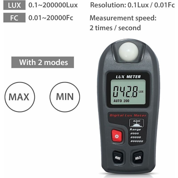 20000 FC/200000 Digital luxmätare Lux meter digital fickmodell Digital illuminans LCD illuminans Ljus luminometer ljusmätare för skola familj industri
