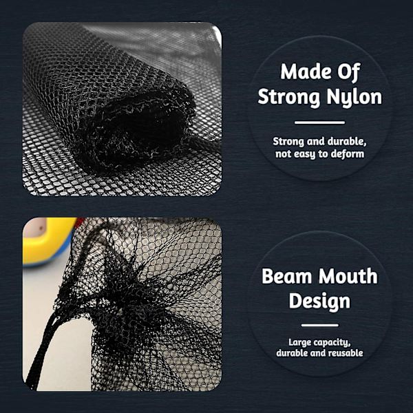 10 stk Mesh Bag med snøring Svart Mesh Oppbevaringspose Sportsbager Vaskepose Snøring Bag for Reise, Gym og Camping