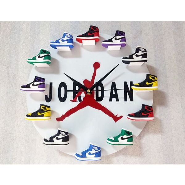 Wall Clock 3D Three-Dimensional Shoe Model Furnish Home Office Sports NBA Basketball Basketball, White JORDAN