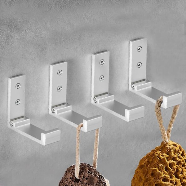 Set med 4 hopfällbara väggkrokar - krok för osynliga kappor, aluminium väggkrok, väggupphängningskrok i aluminiumlegering hopfällbara kilar i 90 ° - argent