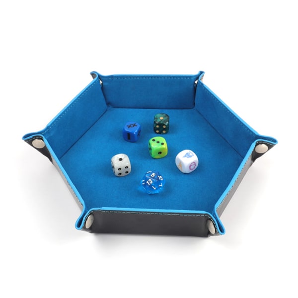 5 st 5 färger PU läder tärningsbricka fällbar dörr rullande bricka för tärningsspel som RPG, DND och andra bordsspel