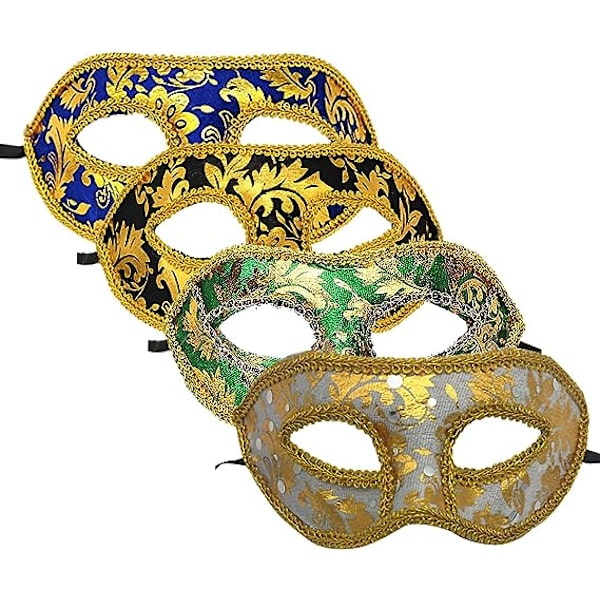 Venetiansk mask, 4-delad maskeradmaskuppsättning för fester, balsal, karnevaler
