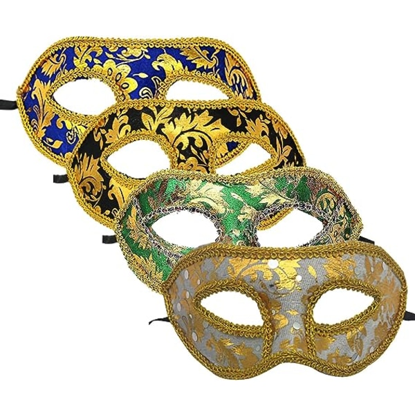Venetiansk maske, 4-delt maskerademaskesett for fester, ballsal