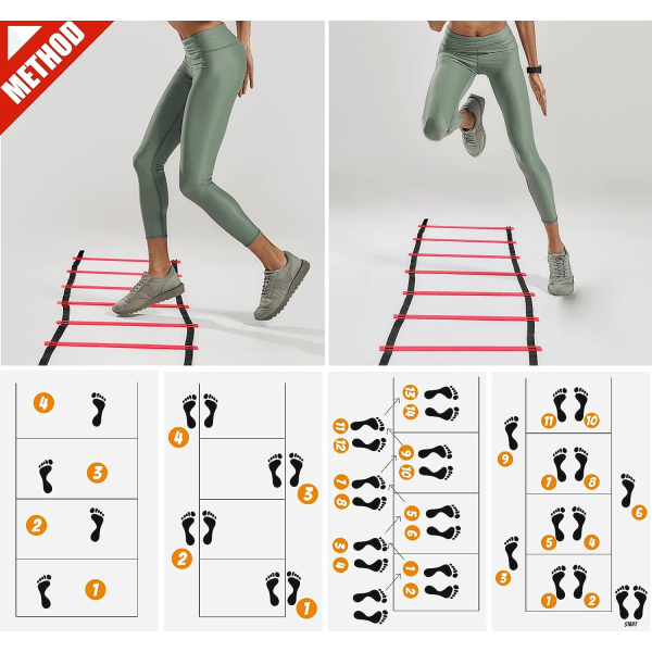 Agilitystege hastighetsstege träningstege för fotboll, hastighet, fotbollsfitness fötter träningsväska agility träningsutrustning