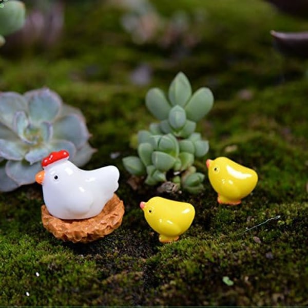 16 stk. Hønsehus Miniatyr Ornamentsett for DIY Eventyrhage Dukkehus Dekorasjon
