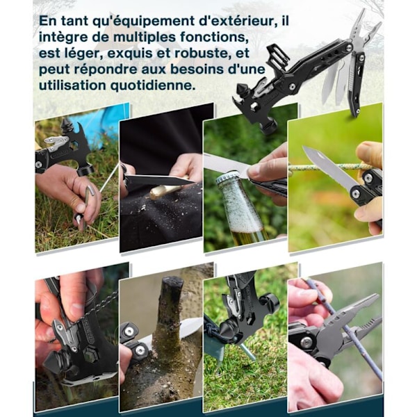 Present till män, 15 i 1 multifunktionsverktyg i rostfritt stål, pryl för överlevnadscampingtillbehör vandring, presentidé för män, originell pappa, jul,