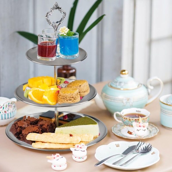 3-lags kageopsats, kageopsats i rustfrit stål til fødselsdage, bryllupper, babyshowers, til cupcake slik donut dessertdisplay