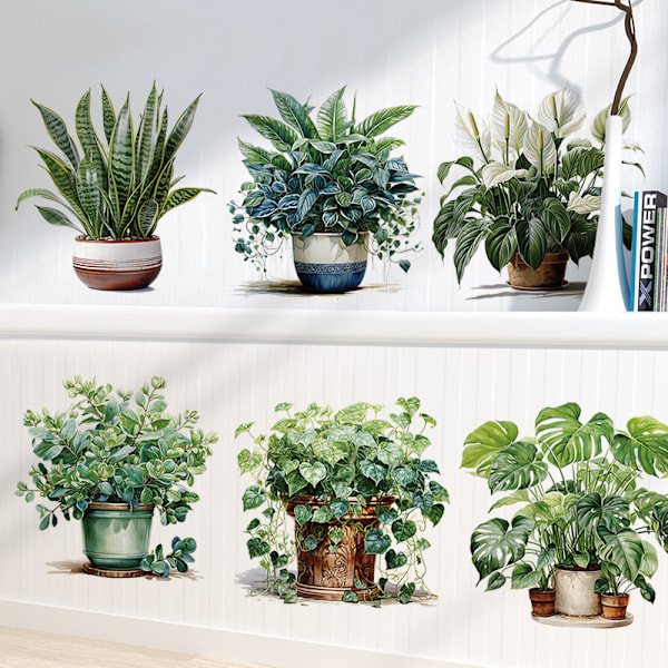 3D Levende Grønne Planter Vægsticker, DIY Grønne Blade Vægsticker til Hjemmeindretning Murmalerier Dekorativt Papir til Soveværelse Stue Kontor Badeværelse