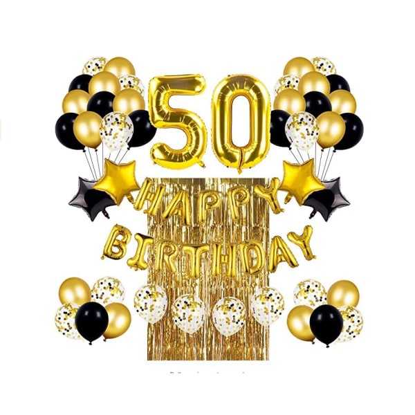 50th Birthday Decorations for Men and Women, White Gold 50th Birthday Balloons with 50th Birthday Decorations Happy Birthday Banner, 50th Birthday B