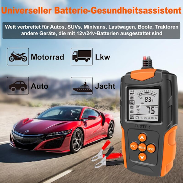 12 V/24 V bilbatteritestare - Bilbatteritestare - Billaddningssystem - Digitalt testverktyg - Bilbatterianalysator - Batteritestare för