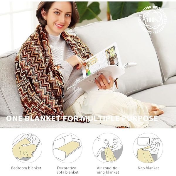 130x230cm Strikket teppe Duskkant Sengetepper Farge Houndstooth Bohemian Rutete Varm Teppe Moteriktig Mykt teppe Sofa Teppe Dekorativt Sengeteppe