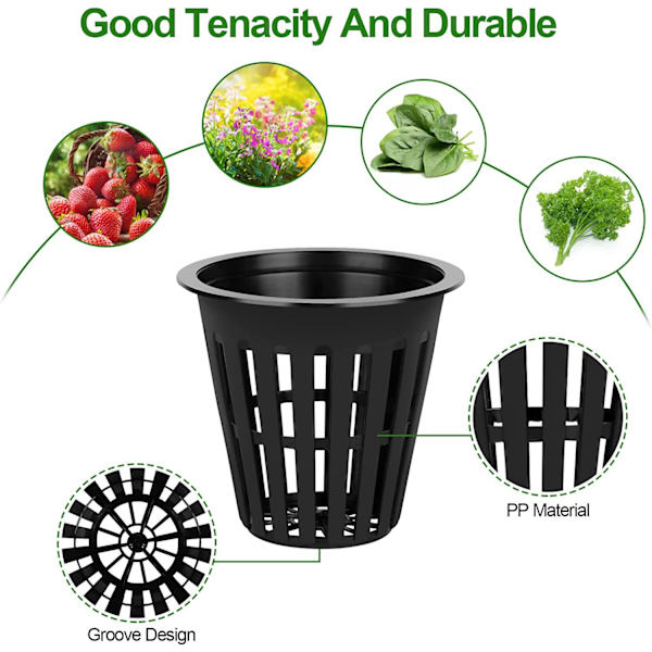50 stk. Sorte Hydroponiske Netkurve i Plastik til Haveplanter