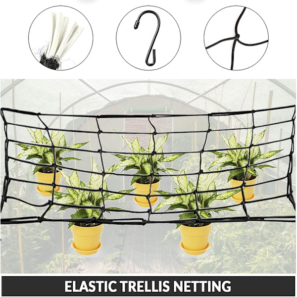 Elastisk nett 60 x 60 cm planteholder rullende nett for plantetelt, hydroponisk planterom rullende nett, universelt tungt nett med st