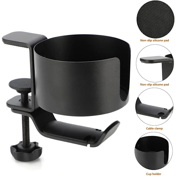 Hörlursstativ 2 i 1 Kopphållare, Hörlursgalge 360° Rotation, Gaming Headset Hållare Aluminium Hörlurshållare med Organizer