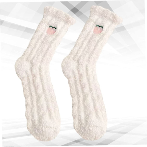 1 pari lasten koralli fleece -sukkia, pehmeät fleece -sukat, koralli fleece -sukat, nukkumissukat, villasukat, pyyhesukat (valkoinen)