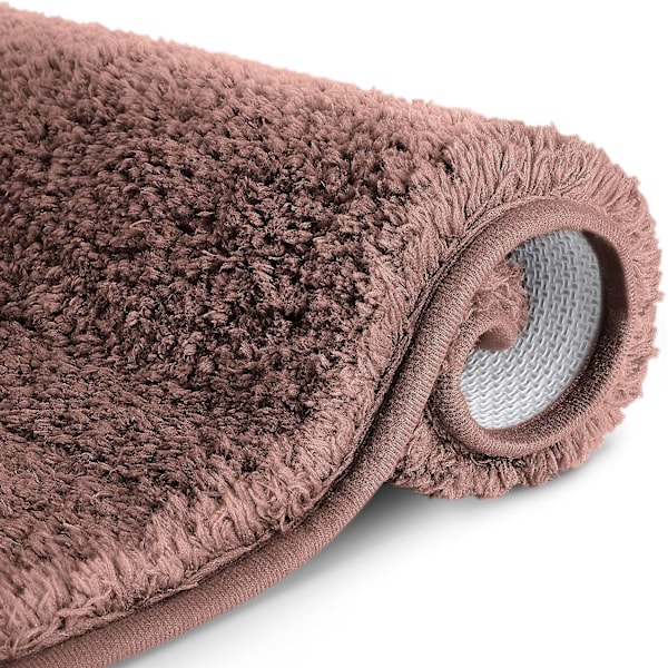 Absorberande halkfri badrumsmatta badrumsgolvmatta tjock fluffig mjuk polyester duschmatta maskintvättbar för kök toalett duschutgång (50 x 80cm Dar