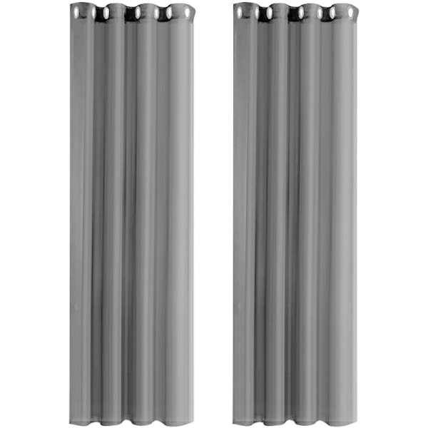 Sæt med 2 simple og vandtætte moderne gardiner i en ensfarvet Trilon transparent perforeret til sol- og UV-beskyttelse