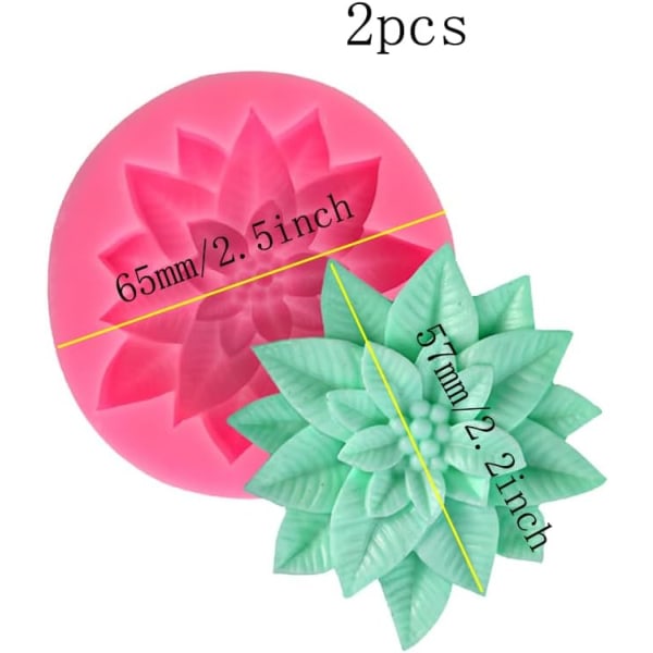 2 Pack Christmas Holly Leaf Chocolate Molds 3D Silicone Molds Sugar Cube Molds Reusable Icing Molds Clay Molds Candy Baking Tools