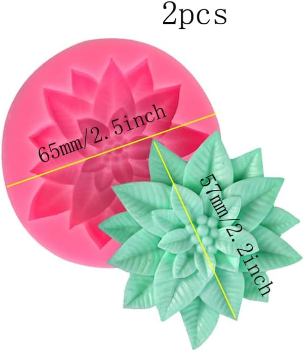 2 stk. Jule Holly Leaf Chokoladeforme 3D Silikoneforme Sukkerterningforme Genanvendelige Glasurforme Lerforme Slik Bageværktøj