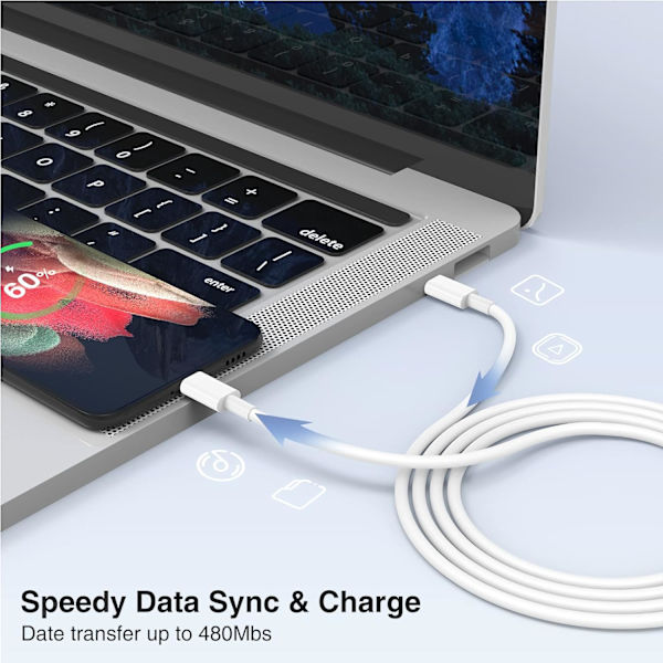 1-pack USB-datakabel, snabbladdningskabel kompatibel med iPhone13/14, etc. (2 meter)
