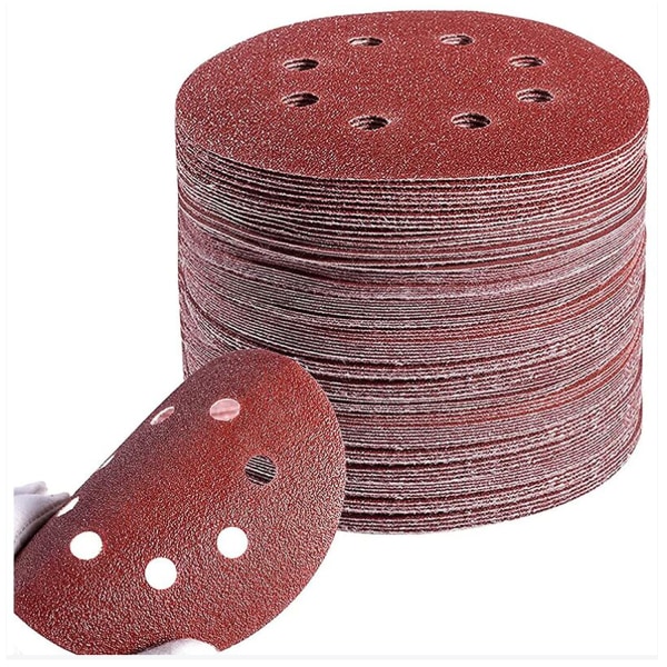 125mm 60 80 100 120 240 Hiekkapaperilevyt Pyöreä Hiontalevy 8 Reikää Pyöreä Muoto（100kpl）