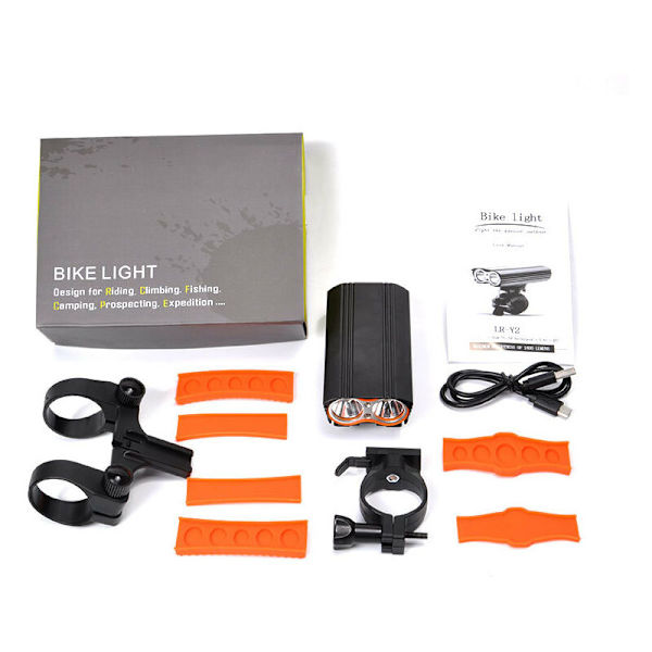 2400 Lumenin vedenpitävä MTB-maastopyörän valo, USB-ladattava, 4 tilaa, etuvalo, LED-lamppu, sopii kaikkiin VTC-pyöriin