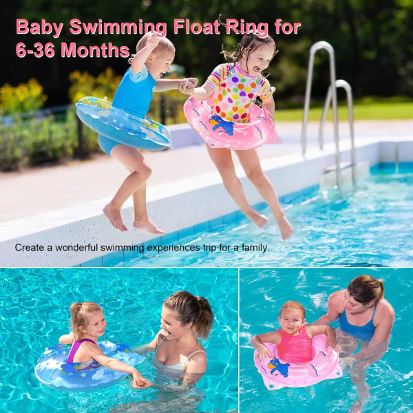 2 stk rosa farge baby svømmering, barnebassengring, oppblåsbar S