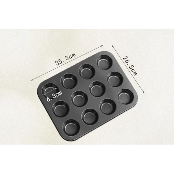 Sæt med 2 non-stick muffinsforme i kulstofstål