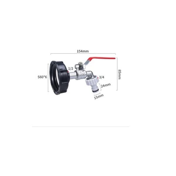 Hane Tank 1000L S60X6 IBC Fitting Hane med 1/2\" slangeforbindelse, afløbstankadapter, til havehane, til adapter