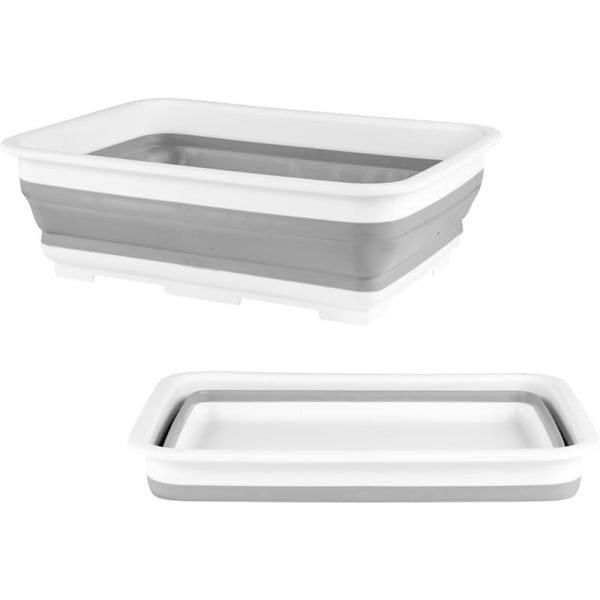 Vikbar balja - Hopfällbar plastbalja, diskbalja, portabel, för att tvätta grönsaker, diska, rektangulär balja för rengöring och matlagning, camping