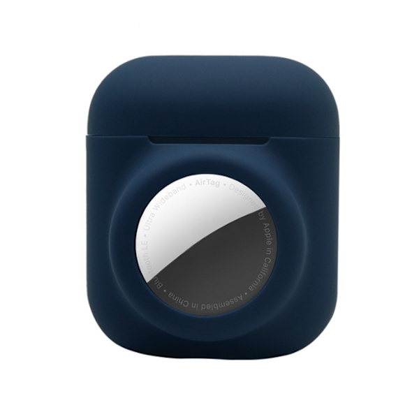 Kadonnutta estävä Apple Bluetooth -kuulokkeiden suojakotelo, joka sopii ensimmäisen ja toisen sukupolven Airpodeihin (keskiyönsininen)