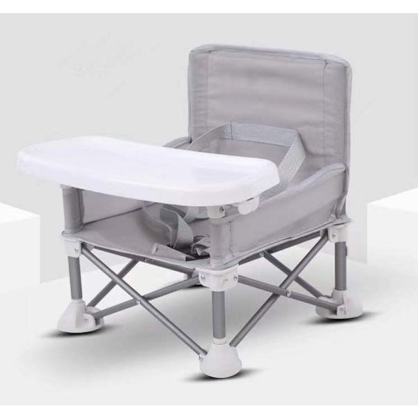 Grå Bärbar Babysäte Resa Kompakt Hopvikbar med Remmar för Inomhus/Utomhus Användning Perfekt för Camping, Strand, Gräsmatta Småbarn, Barn, Pojkar, Flickor