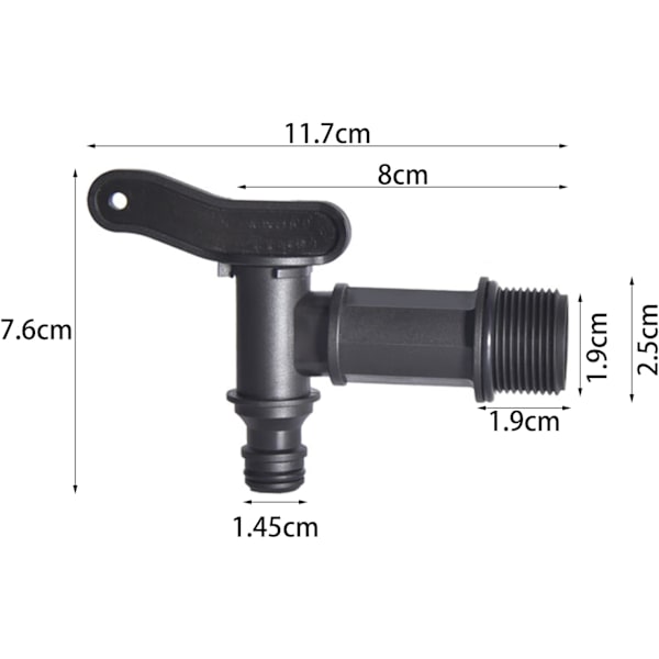 1000L muovinen 3/4'' säiliöhana sadeveden kerääjälle, IBC-vesisäiliön sovitin lukkomutterilla, tiivisteellä ja hana liittimellä (2 kpl)