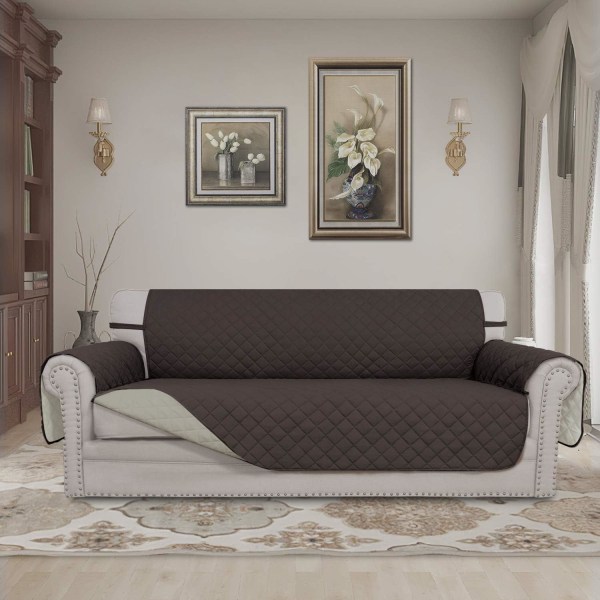 Käännettävä cover (sohva, ruskea) 3 tyynylle (sohva, ruskea)