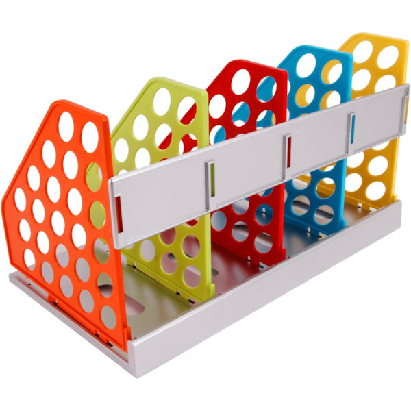 DIY Samling 4 Sektioner Farverige Skrivebordsreol Heavy Duty Plastreol Støttehylde Skrivebordsopbevaringsstykker Filopbevaring Bogstander Bogreol B