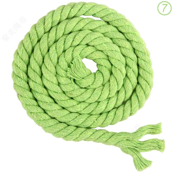 Bomullsrep flätat med 3 trådar på 8 mm x 20 meter för handgjord stickning (07 grön)